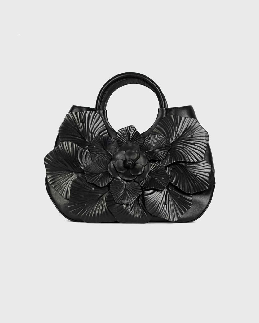 Anne Fontaine Leather Mini Flower Signature Scarlet Bag Red